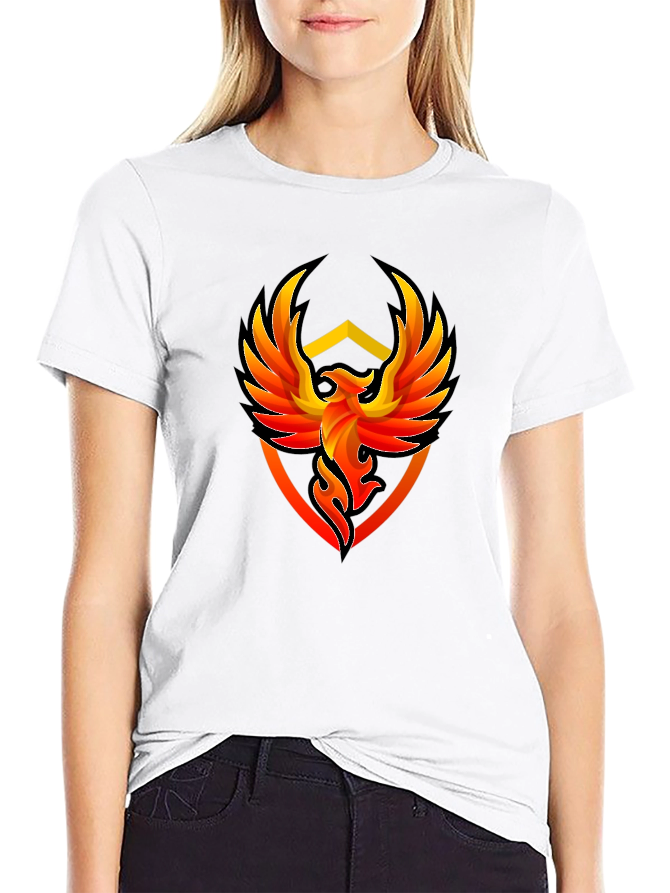 Phoenix Emblem Graphic Tee - Black Cotton T-Shirt