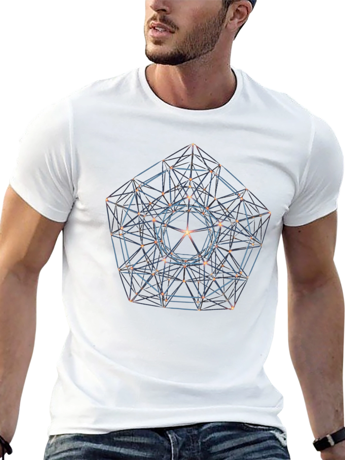 Geometric 3D Design Black Tee