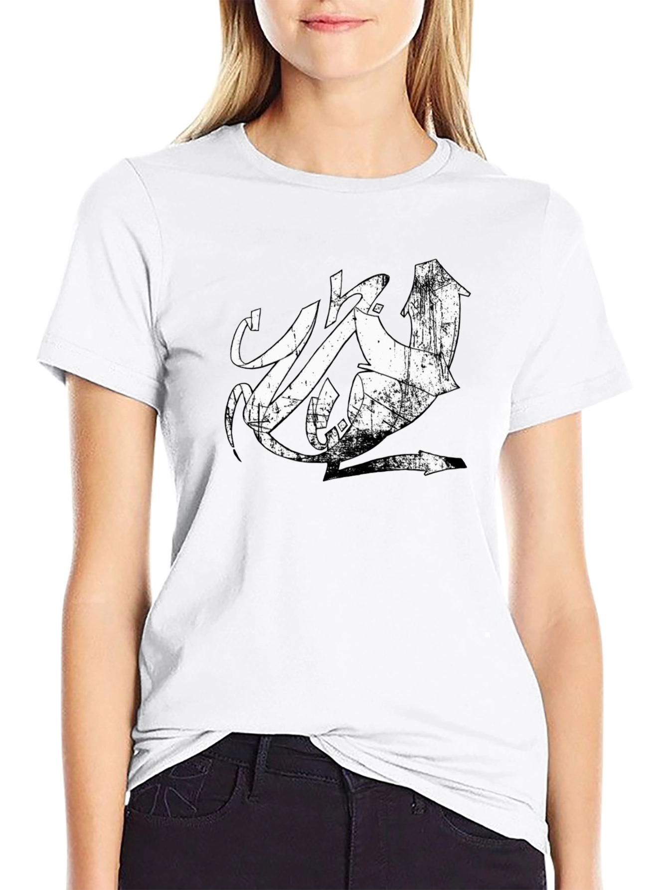 Distressed Urban Graphic Tee - Black