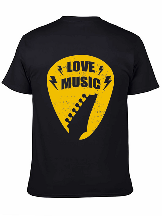 Love Music Guitar Pick Graphic Tee - Black