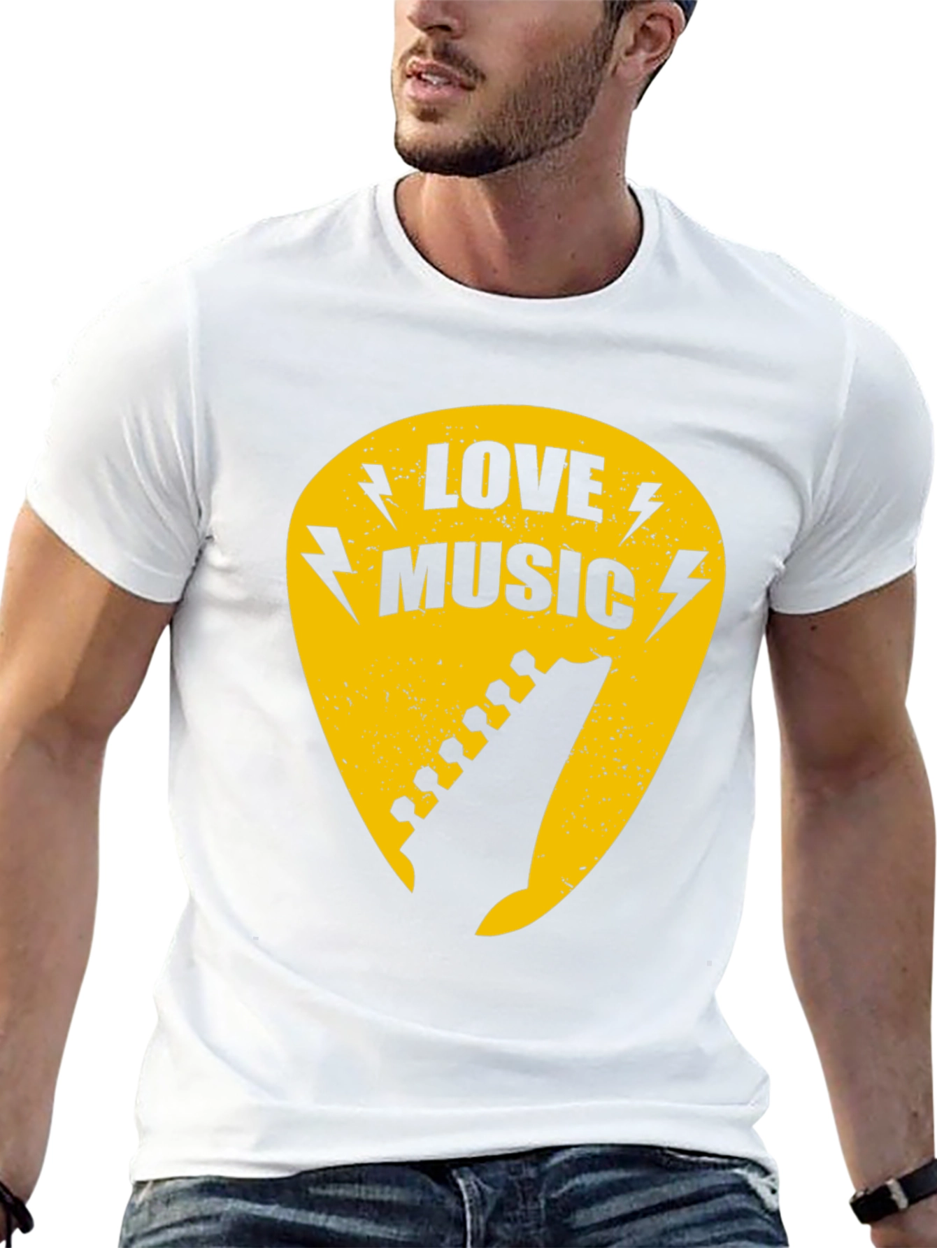 Love Music Guitar Pick Graphic Tee - Black
