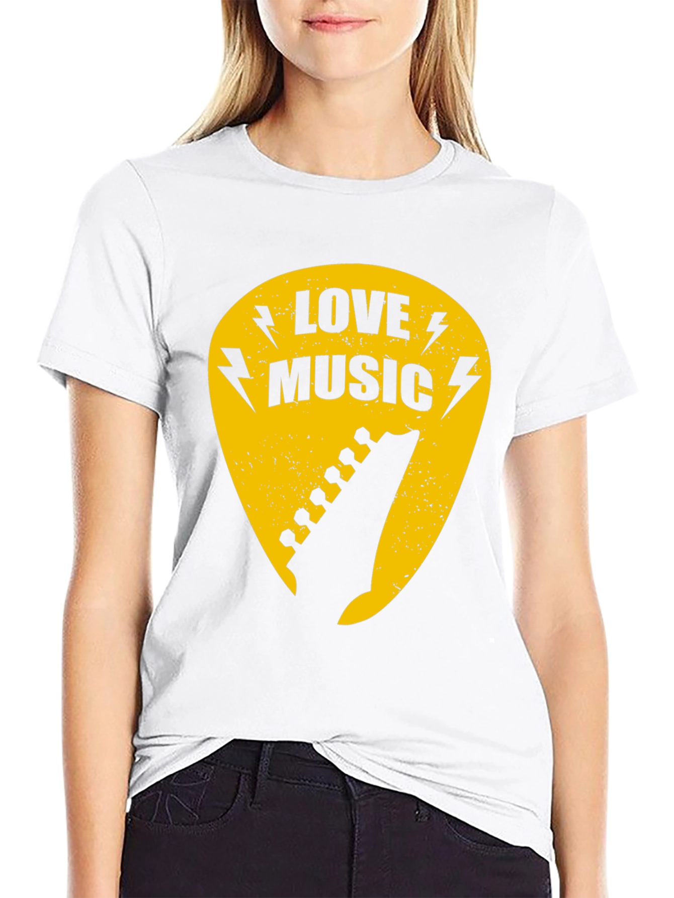 Love Music Guitar Pick Graphic Tee - Black