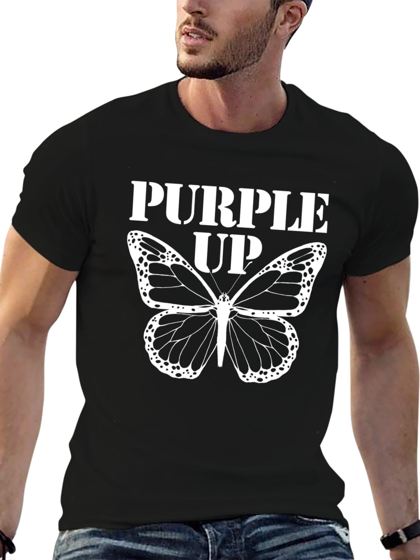 Purple Up Butterfly Graphic T-Shirt