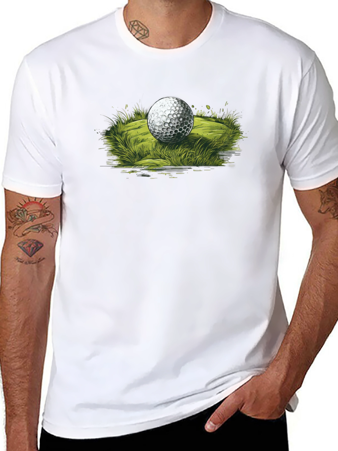 Golf Ball Graphic Tee - Black Casual T-Shirt