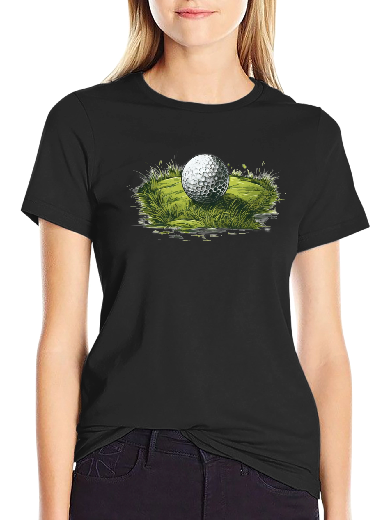 Golf Ball Graphic Tee - Black Casual T-Shirt