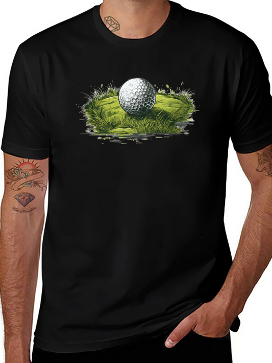 Golf Ball Graphic Tee - Black Casual T-Shirt