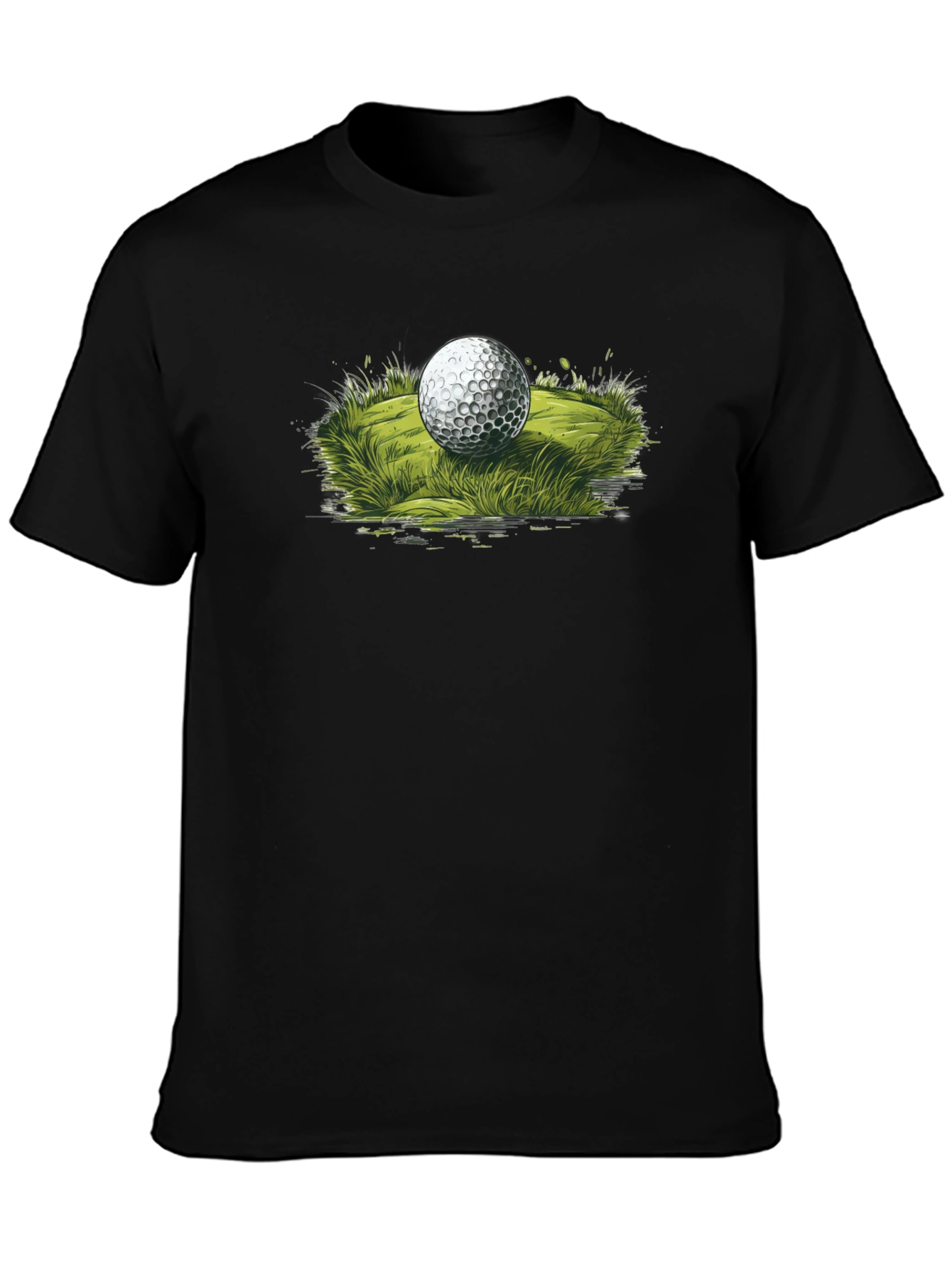 Golf Ball Graphic Tee - Black Casual T-Shirt