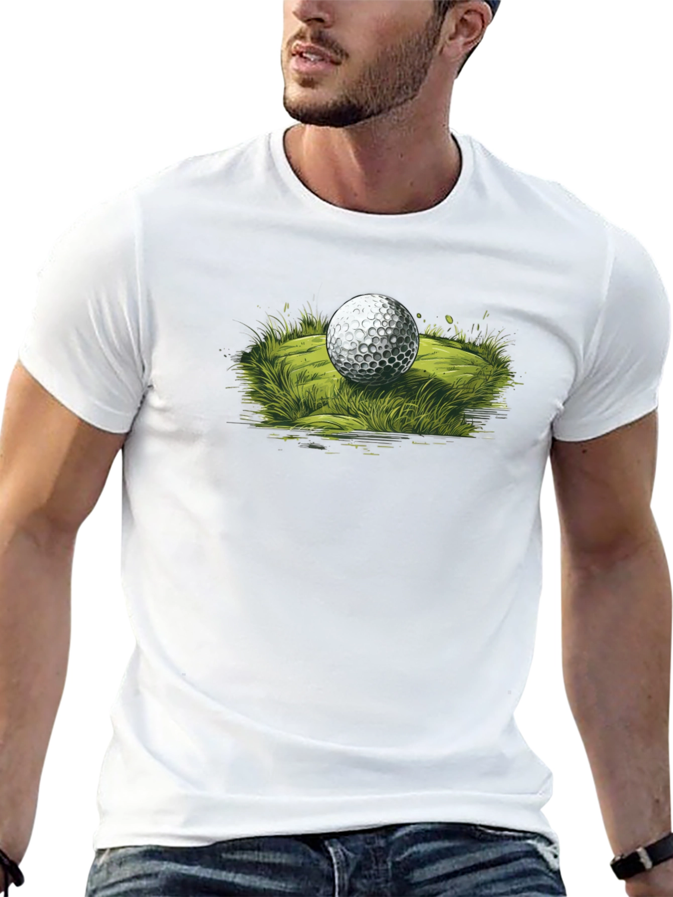 Golf Ball Graphic Tee - Black Casual T-Shirt
