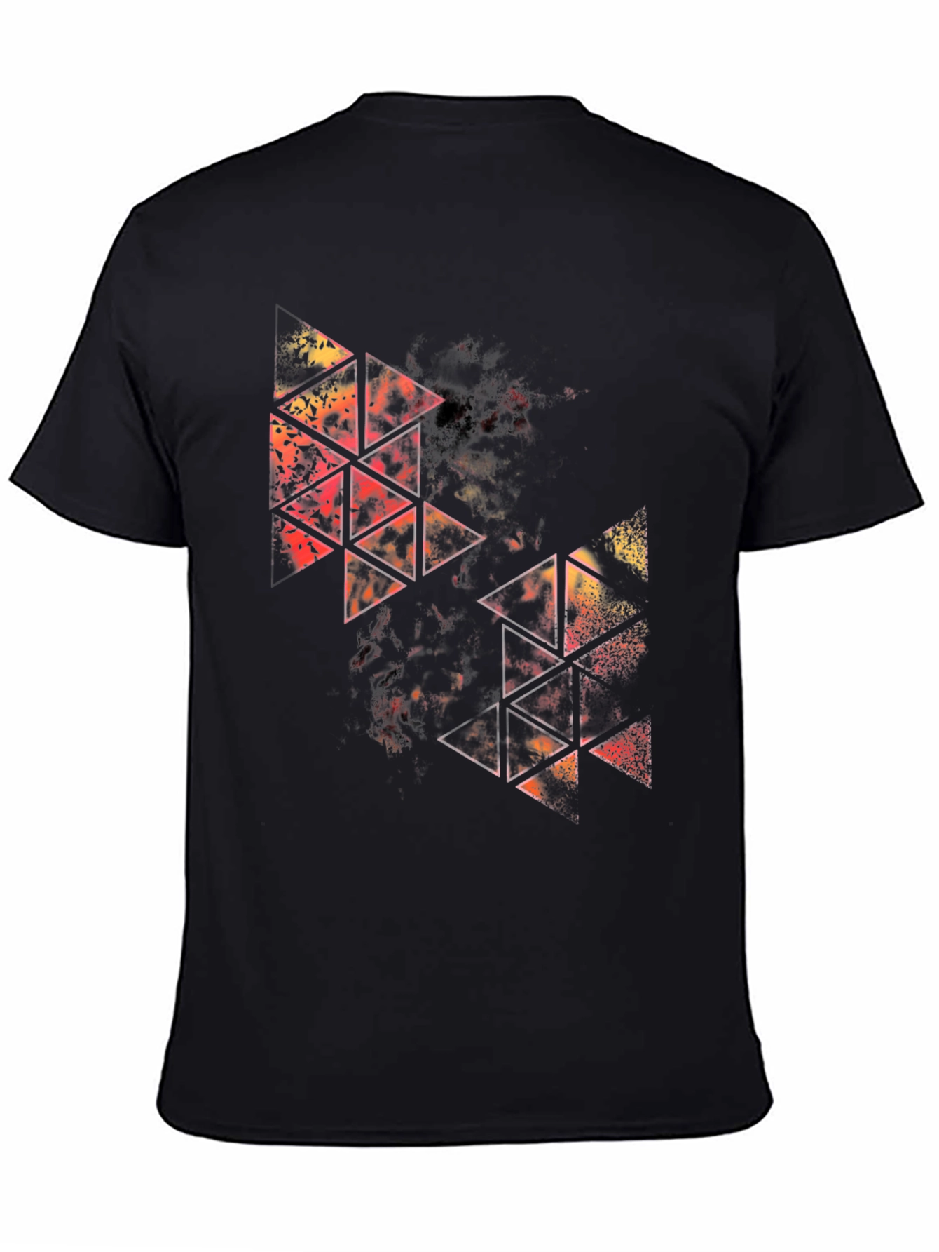 Abstract Geometric Triangle Graphic Black T-Shirt