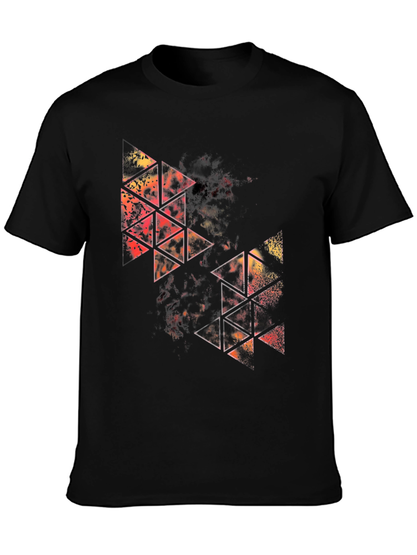 Abstract Geometric Triangle Graphic Black T-Shirt