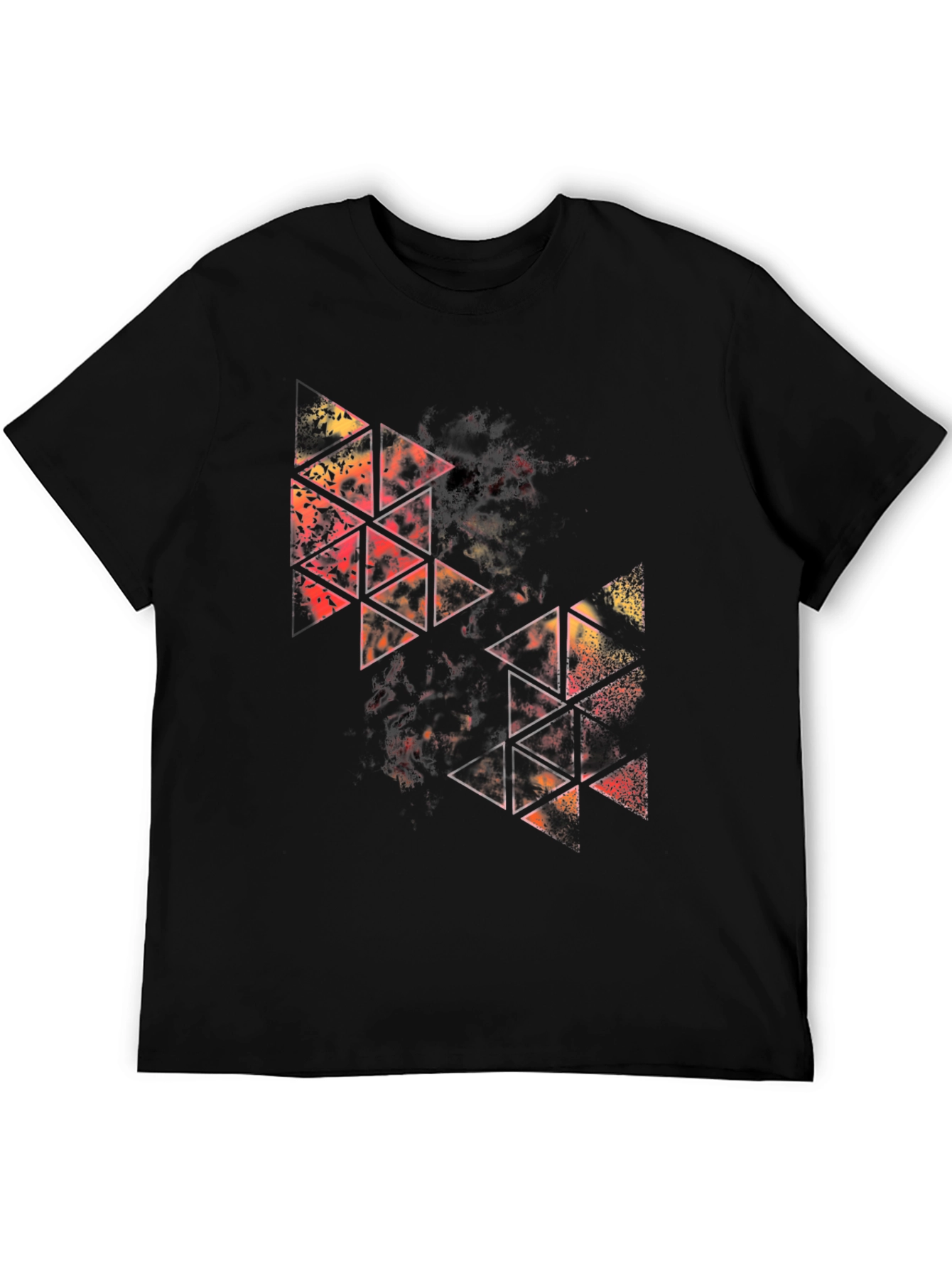 Abstract Geometric Triangle Graphic Black T-Shirt