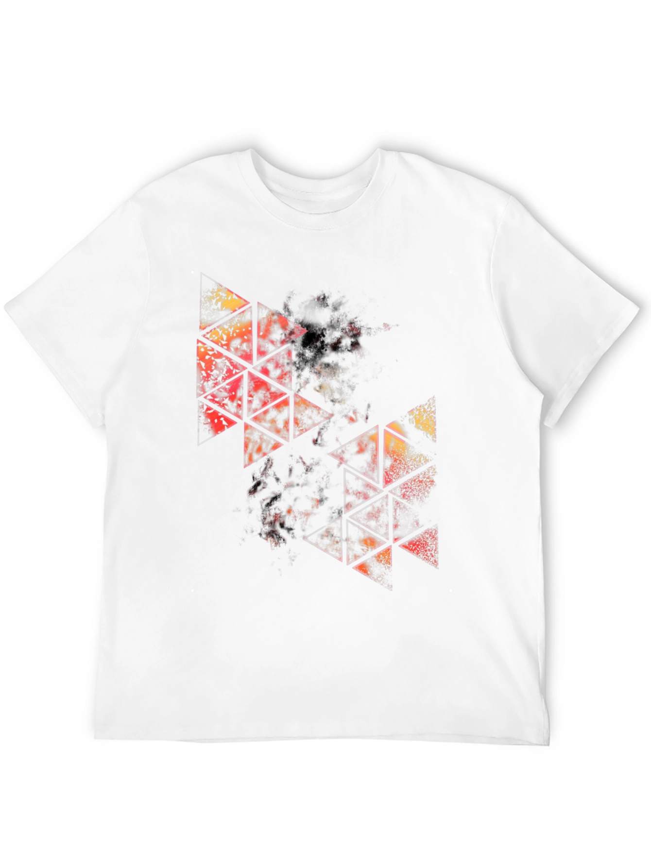 Abstract Geometric Triangle Graphic Black T-Shirt