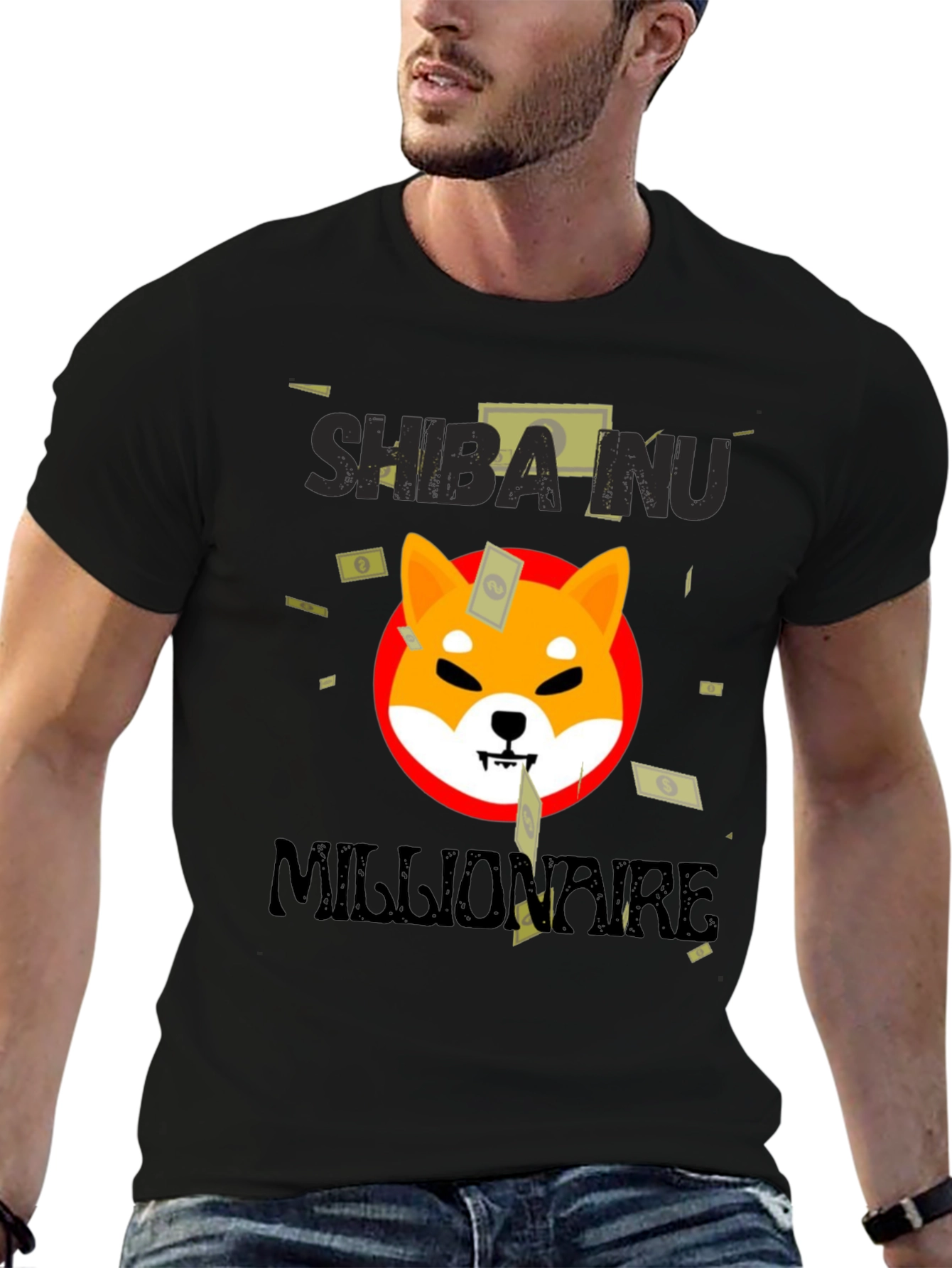 Shiba Inu Millionaire Black T-Shirt