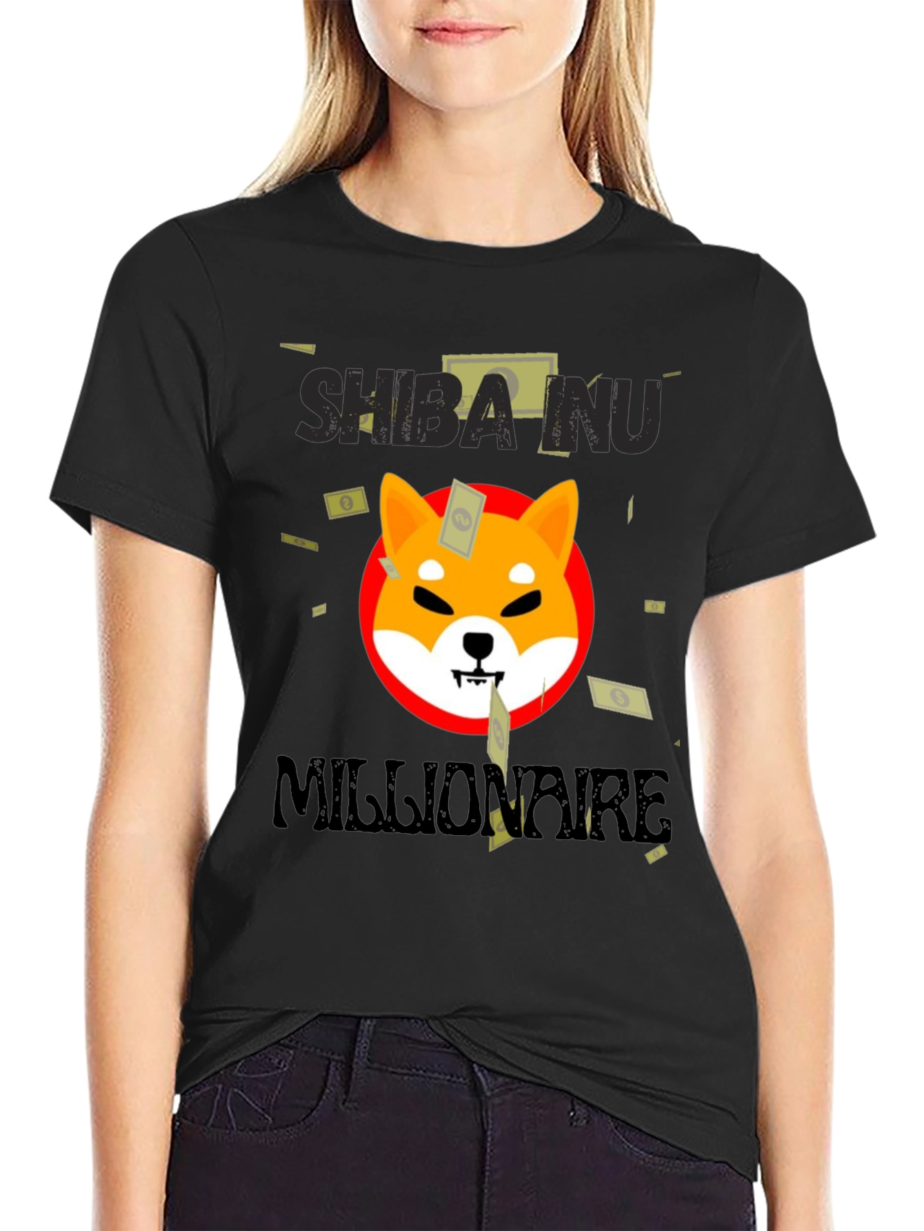 Shiba Inu Millionaire Black T-Shirt