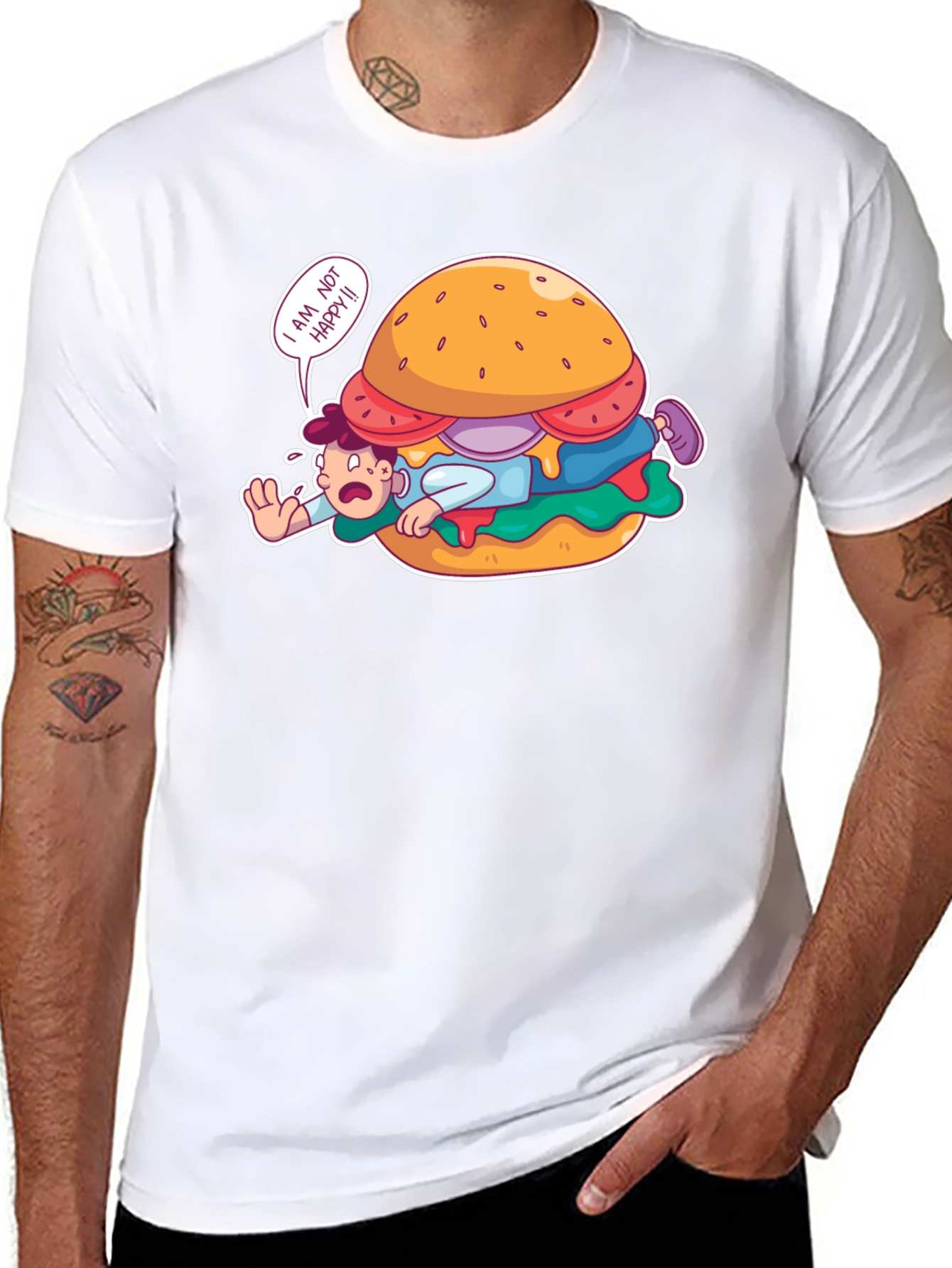 Funny I Am Not Happy Burger Graphic T-Shirt