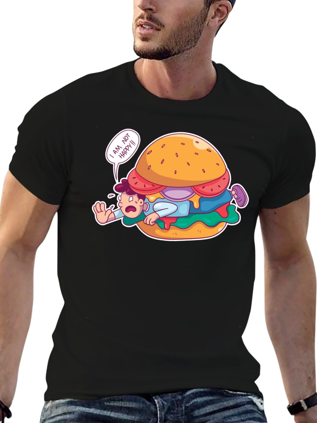 Funny I Am Not Happy Burger Graphic T-Shirt