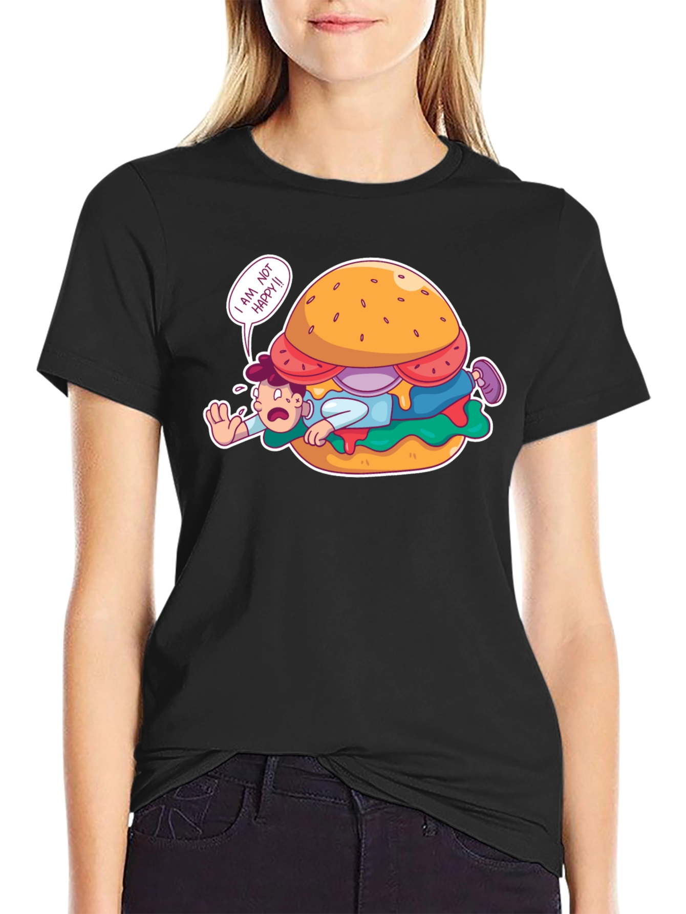 Funny I Am Not Happy Burger Graphic T-Shirt