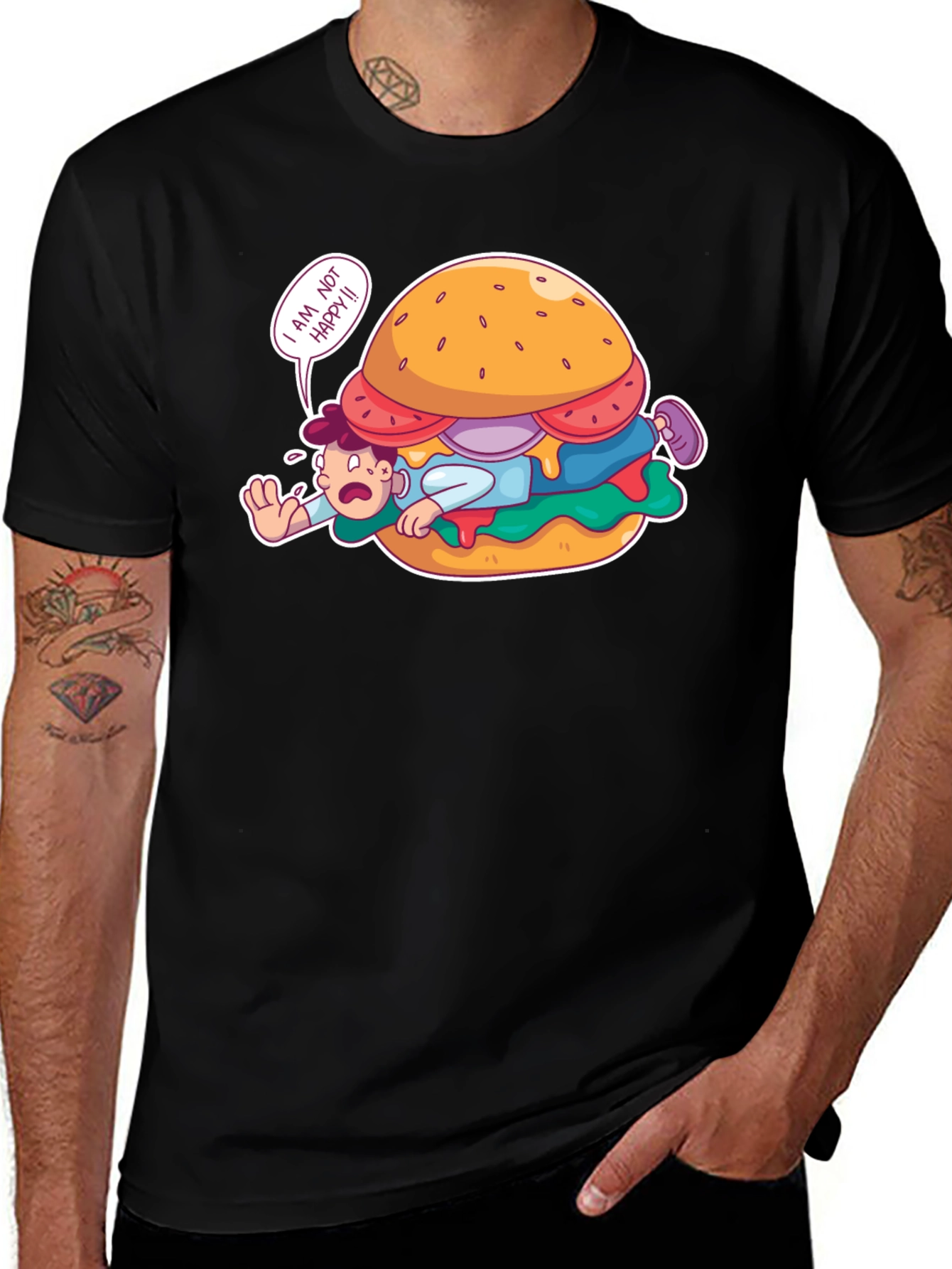 Funny I Am Not Happy Burger Graphic T-Shirt